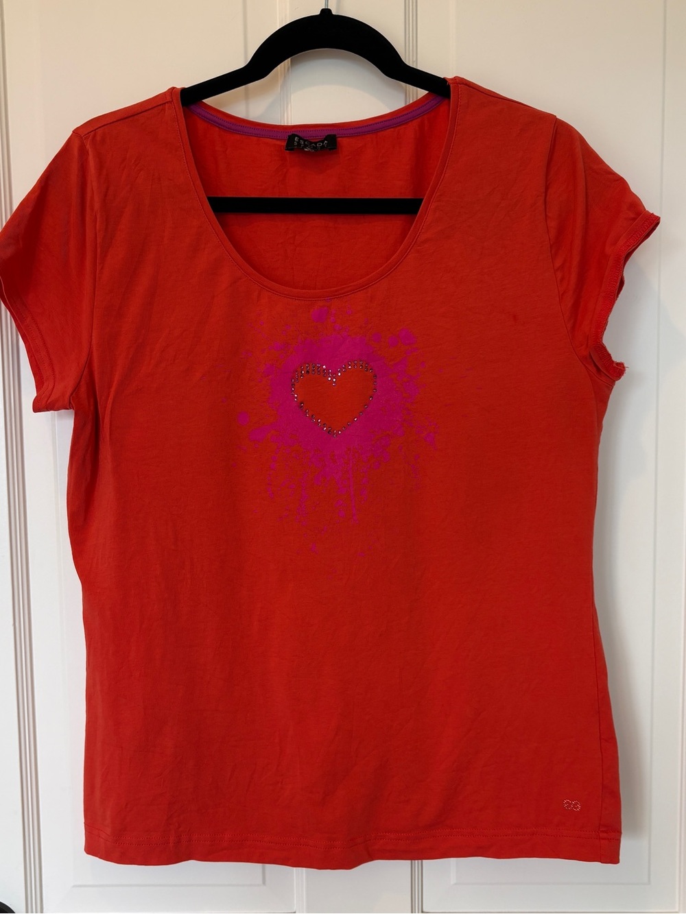 Escada Sport Orange Tshirt with Heart Gem Detail